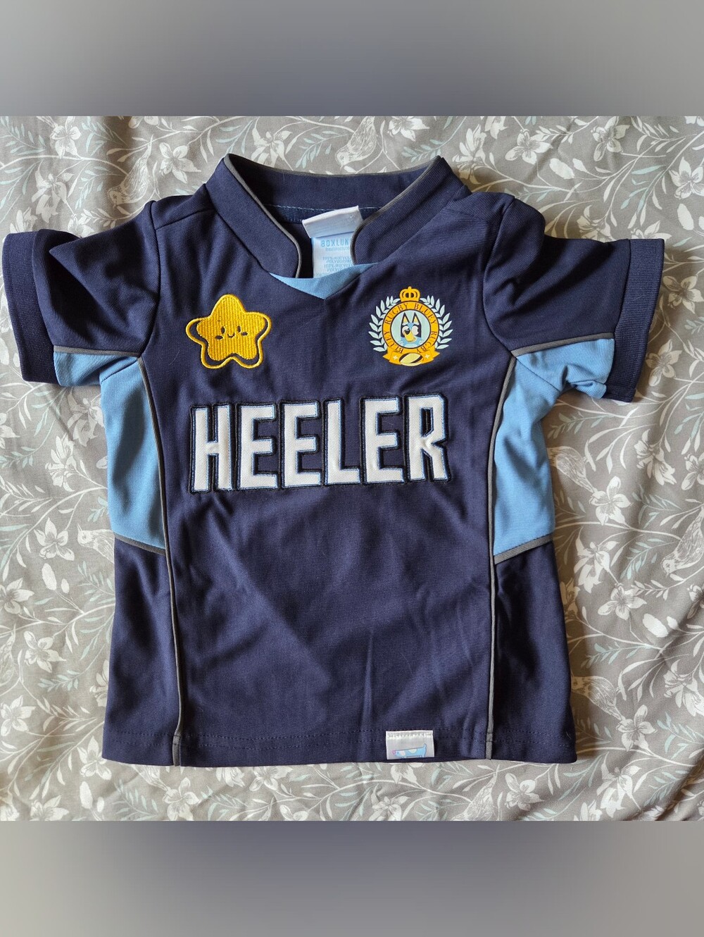 Bluey Heeler Kids' Navy and Light Blue Short Sleeve Jersey Top